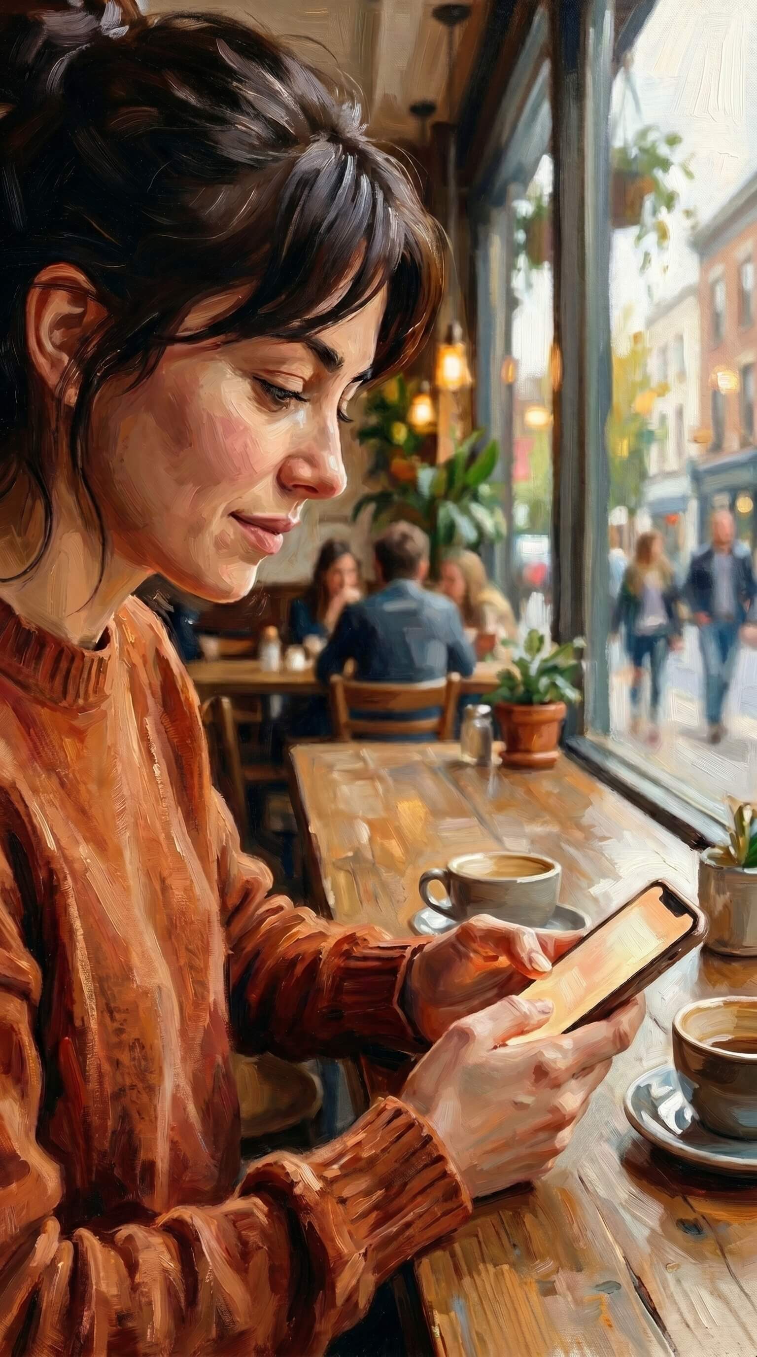 Person writing in a cafe, deepening their thoughts.